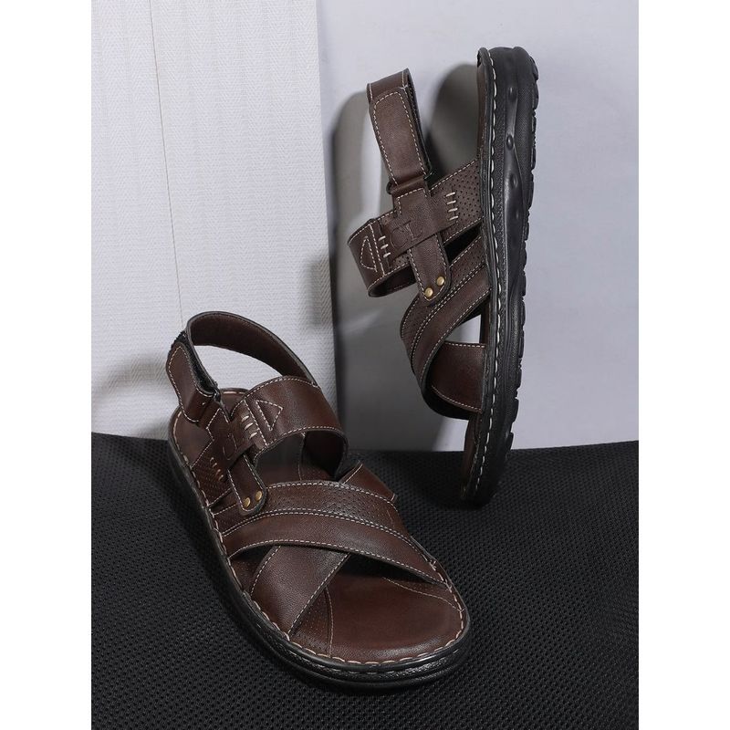 Carlton London Self Design Brown Sandals (EURO 44)